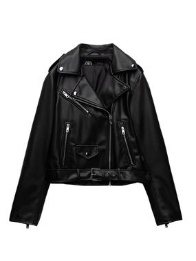 ZARA | Black Faux Leather Biker Jacket